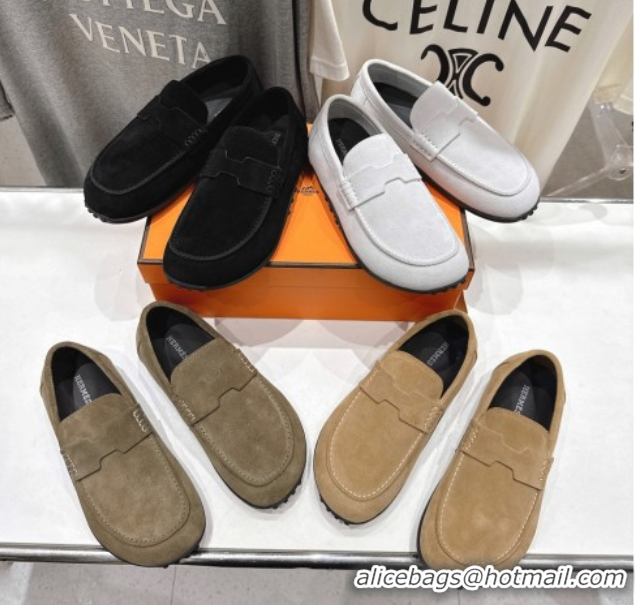Low Price Hermes Lazy Loafers in Suede H090805 Black