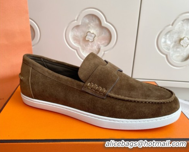 Promotional Hermes Job Loafers in Suede H090809 Brown
