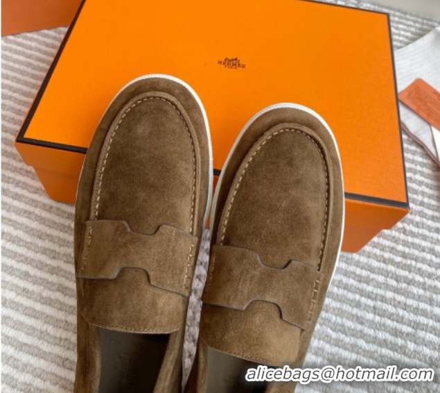 Promotional Hermes Job Loafers in Suede H090809 Brown