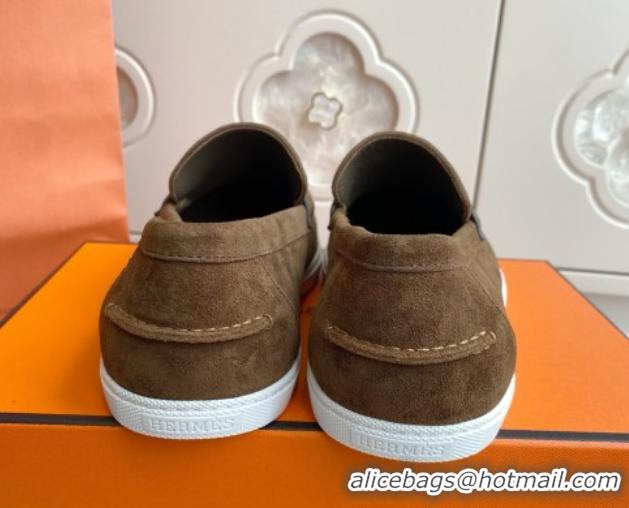 Promotional Hermes Job Loafers in Suede H090809 Brown