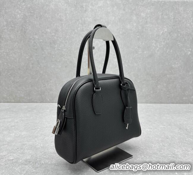 Luxury Cheap The Row India 10.00 Top Handle Bag in Grained Leather 1740 Black 2025