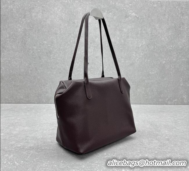 Top Grade The Row Henri Shoulder Bag in Grained Leather 1884 Chocolate Brown 2025