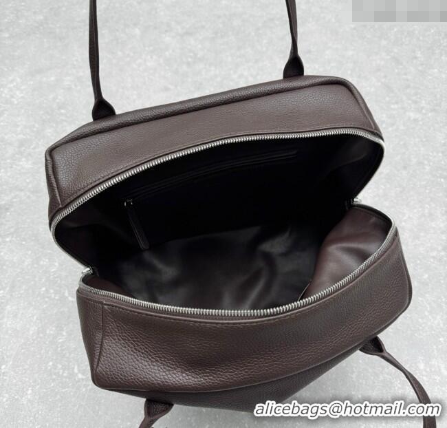Top Grade The Row Henri Shoulder Bag in Grained Leather 1884 Chocolate Brown 2025