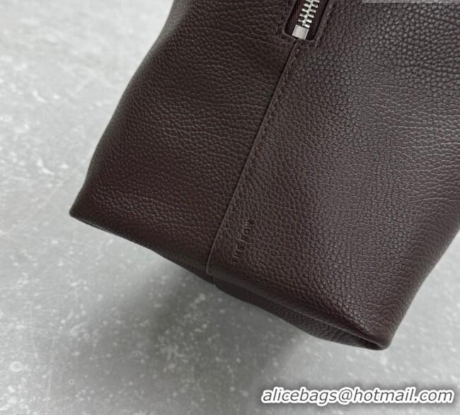 Top Grade The Row Henri Shoulder Bag in Grained Leather 1884 Chocolate Brown 2025