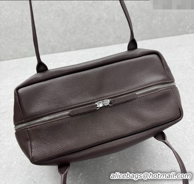 Top Grade The Row Henri Shoulder Bag in Grained Leather 1884 Chocolate Brown 2025