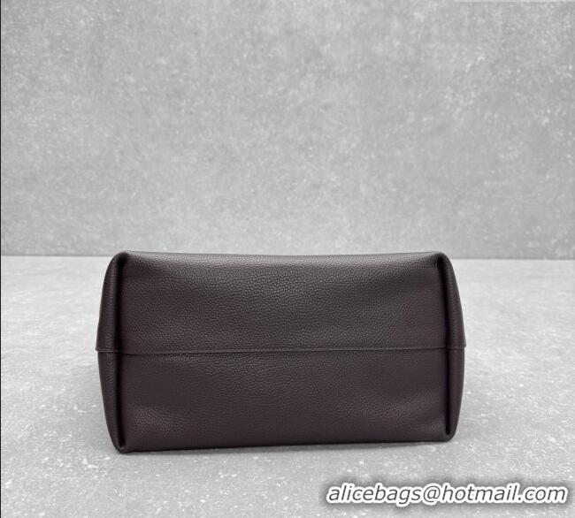 Top Grade The Row Henri Shoulder Bag in Grained Leather 1884 Chocolate Brown 2025