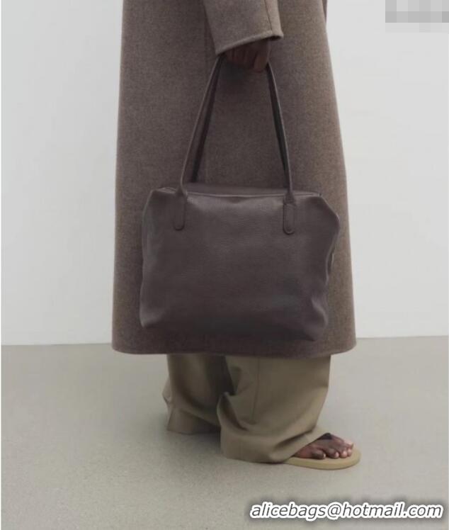 Top Grade The Row Henri Shoulder Bag in Grained Leather 1884 Chocolate Brown 2025