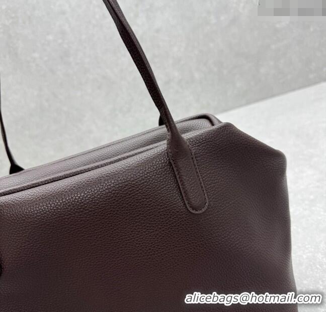 Top Grade The Row Henri Shoulder Bag in Grained Leather 1884 Chocolate Brown 2025
