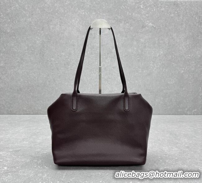 Top Grade The Row Henri Shoulder Bag in Grained Leather 1884 Chocolate Brown 2025