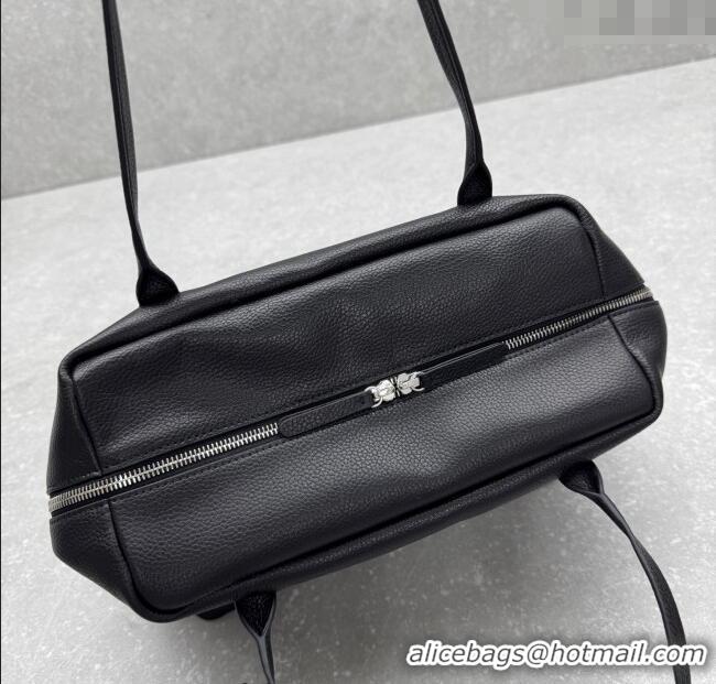 Best Quality The Row Henri Shoulder Bag in Grained Leather 1884 Black 2025