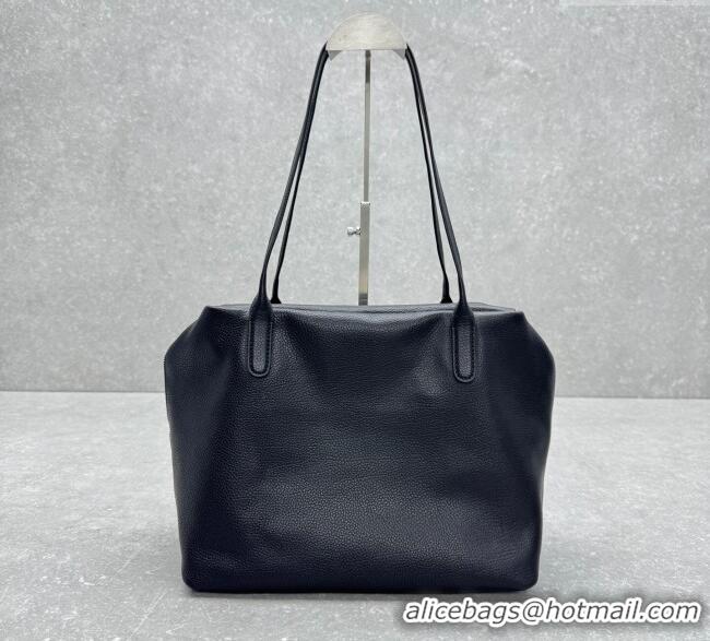 Best Quality The Row Henri Shoulder Bag in Grained Leather 1884 Black 2025