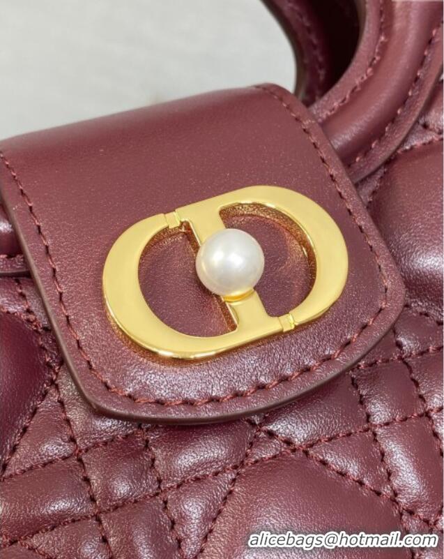 Famous Brand Dior Jolie Top Handle Mini Bag S3123 Burgundy 2025