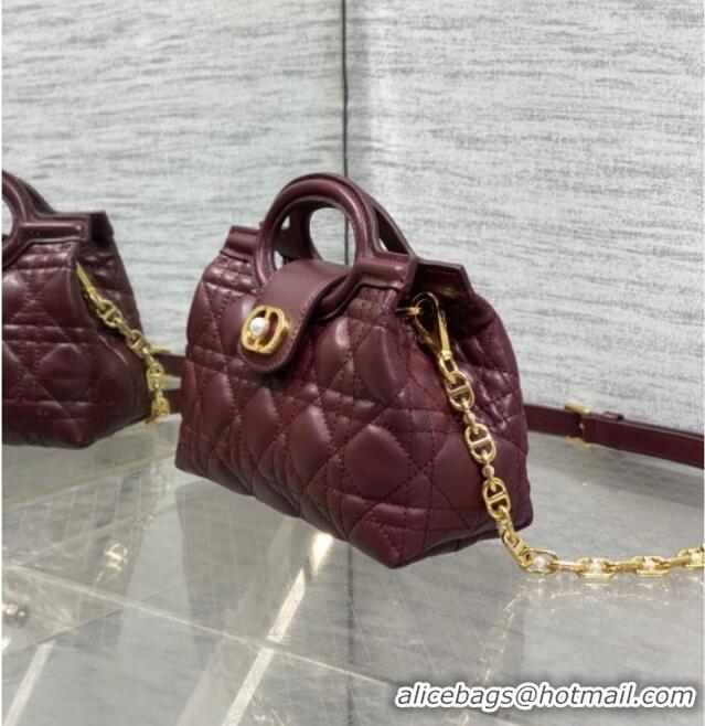 Famous Brand Dior Jolie Top Handle Mini Bag S3123 Burgundy 2025