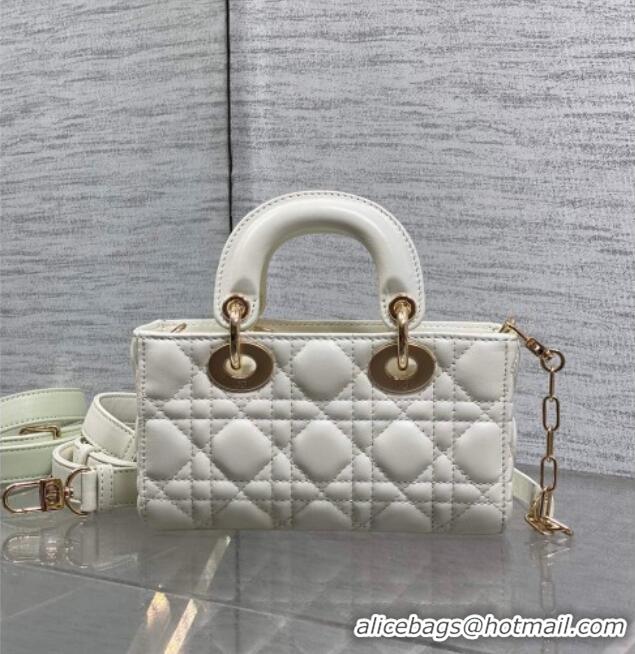 Good Taste Dior Mini Lady D-Joy Bag in Cannage Lambskin M0636 White 2025