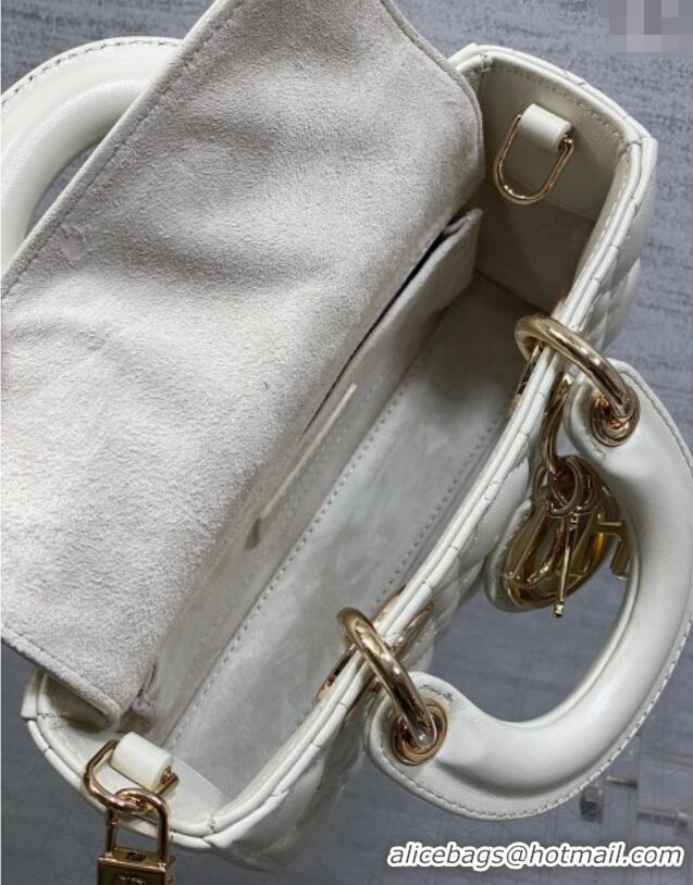 Good Taste Dior Mini Lady D-Joy Bag in Cannage Lambskin M0636 White 2025