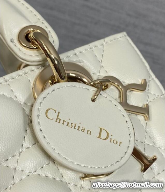 Good Taste Dior Mini Lady D-Joy Bag in Cannage Lambskin M0636 White 2025
