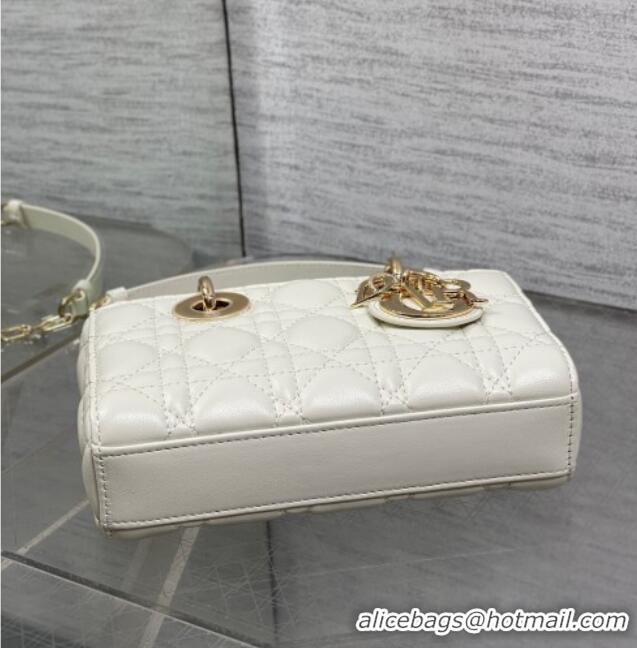 Good Taste Dior Mini Lady D-Joy Bag in Cannage Lambskin M0636 White 2025
