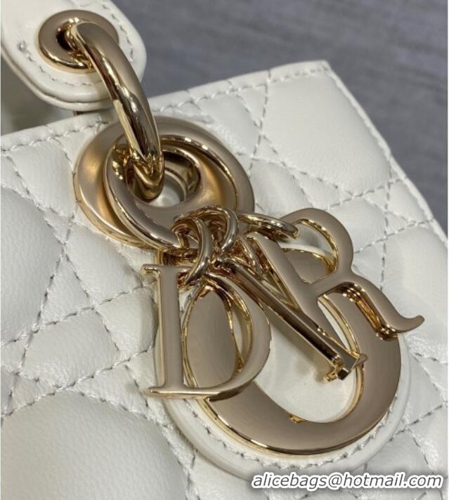 Good Taste Dior Mini Lady D-Joy Bag in Cannage Lambskin M0636 White 2025