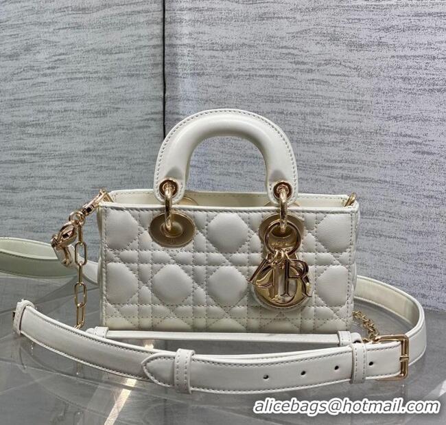 Good Taste Dior Mini Lady D-Joy Bag in Cannage Lambskin M0636 White 2025