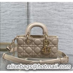 Luxury Cheap Dior Mini Lady D-Joy Bag in Cannage Lambskin M0636 Light Beige 2025