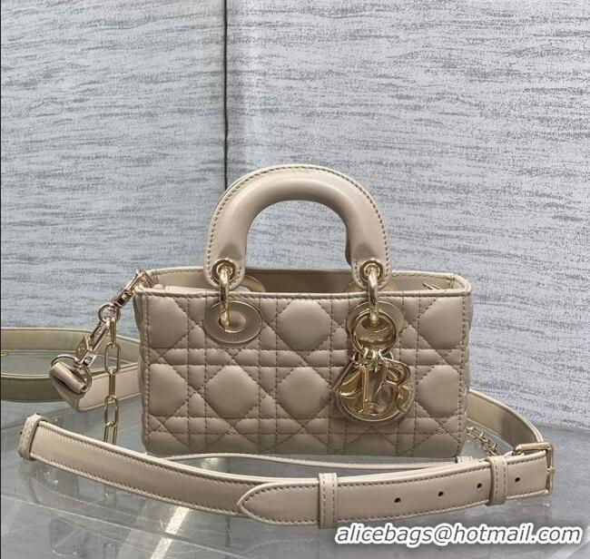 Luxury Cheap Dior Mini Lady D-Joy Bag in Cannage Lambskin M0636 Light Beige 2025