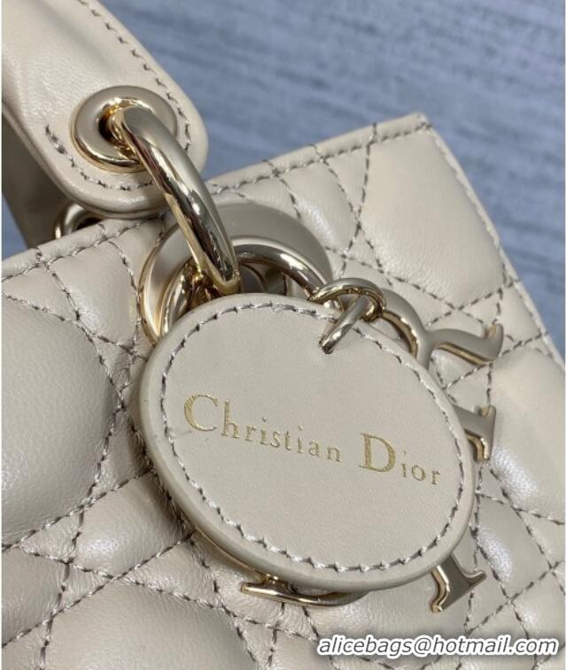 Luxury Cheap Dior Mini Lady D-Joy Bag in Cannage Lambskin M0636 Light Beige 2025