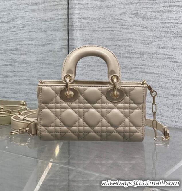 Luxury Cheap Dior Mini Lady D-Joy Bag in Cannage Lambskin M0636 Light Beige 2025