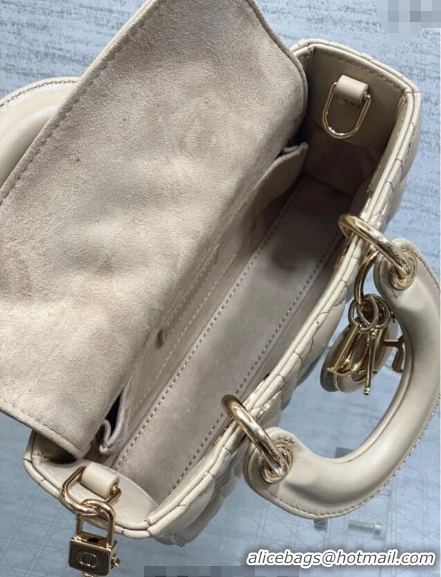 Luxury Cheap Dior Mini Lady D-Joy Bag in Cannage Lambskin M0636 Light Beige 2025