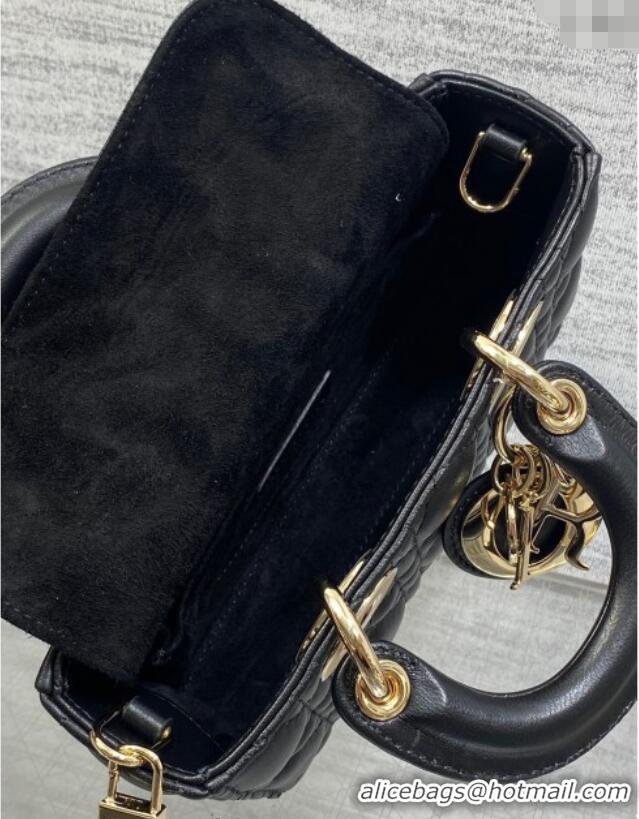 Luxurious Dior Mini Lady D-Joy Bag in Cannage Lambskin M0636 Black 2025