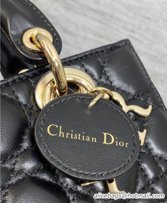 Luxurious Dior Mini Lady D-Joy Bag in Cannage Lambskin M0636 Black 2025