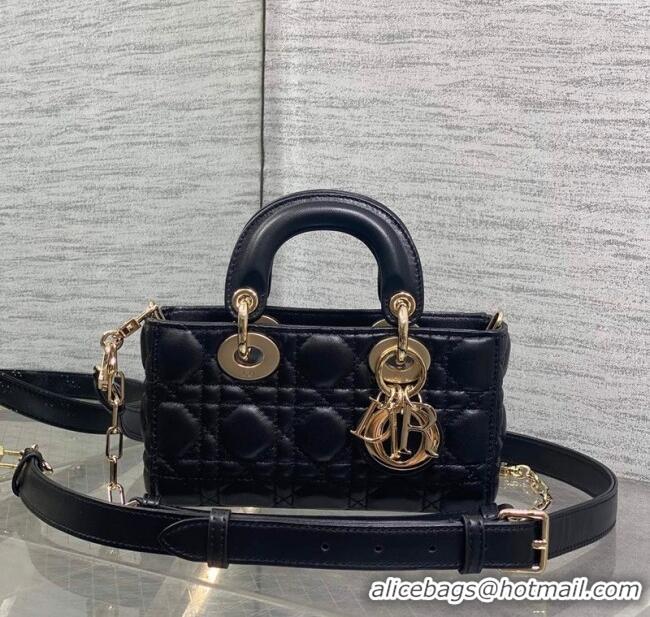 Luxurious Dior Mini Lady D-Joy Bag in Cannage Lambskin M0636 Black 2025