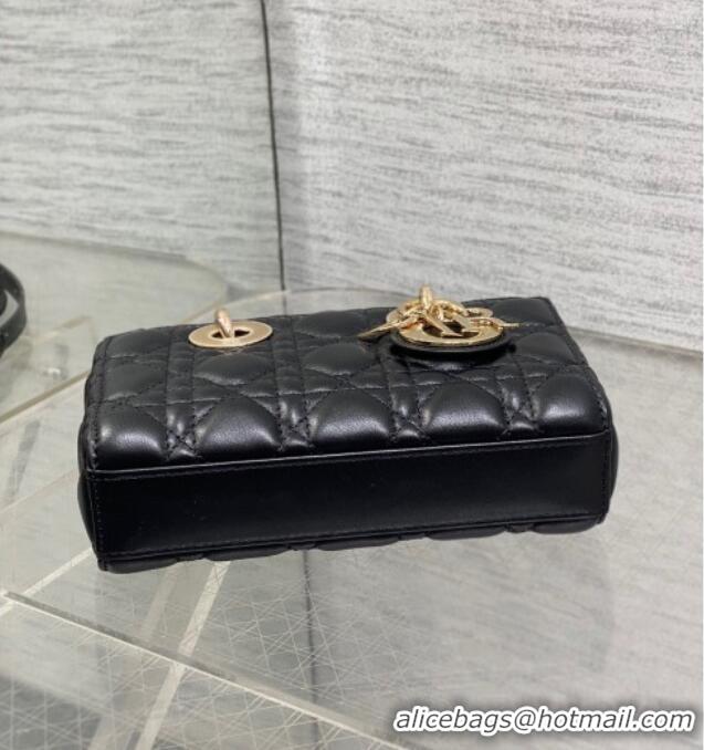 Luxurious Dior Mini Lady D-Joy Bag in Cannage Lambskin M0636 Black 2025