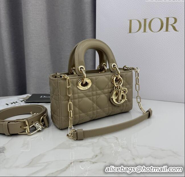 Best Quality Dior Mini Lady D-Joy Bag in Cannage Lambskin M0636 Milk Tea 2025