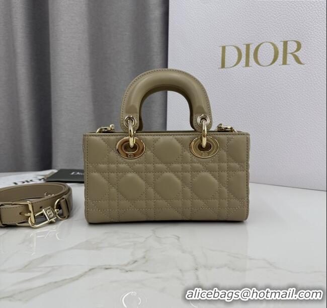 Best Quality Dior Mini Lady D-Joy Bag in Cannage Lambskin M0636 Milk Tea 2025