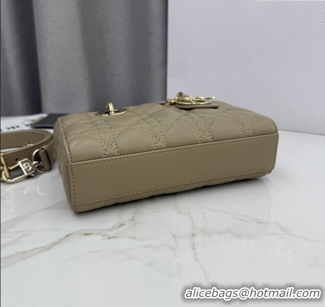 Best Quality Dior Mini Lady D-Joy Bag in Cannage Lambskin M0636 Milk Tea 2025