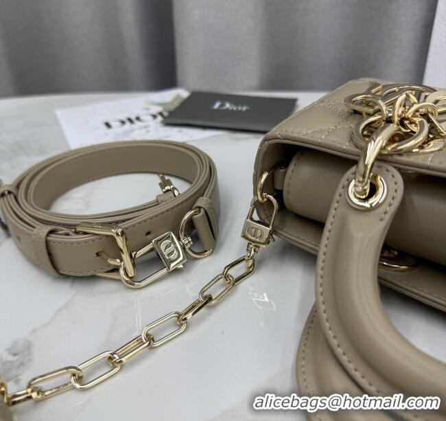 Best Quality Dior Mini Lady D-Joy Bag in Cannage Lambskin M0636 Milk Tea 2025