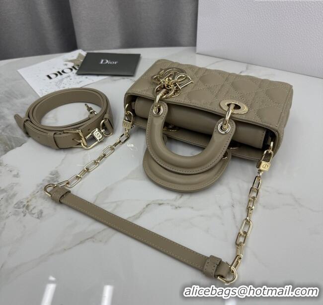 Best Quality Dior Mini Lady D-Joy Bag in Cannage Lambskin M0636 Milk Tea 2025