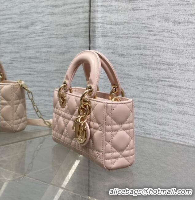 Buy Fashionable Dior Mini Lady D-Joy Bag in Cannage Lambskin M0636 Powder Pink 2025