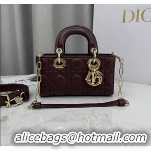 Traditional Specials Dior Mini Lady D-Joy Bag in Cannage Lambskin M0636 Burgundy 2025