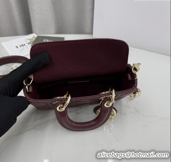 Traditional Specials Dior Mini Lady D-Joy Bag in Cannage Lambskin M0636 Burgundy 2025