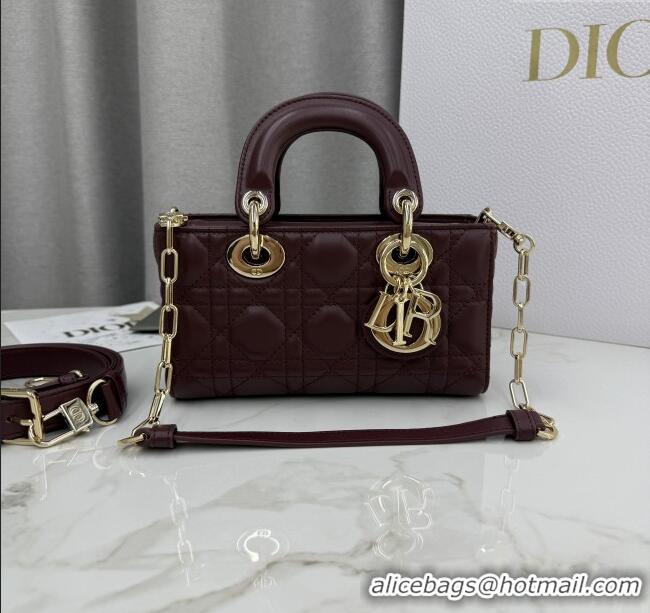 Traditional Specials Dior Mini Lady D-Joy Bag in Cannage Lambskin M0636 Burgundy 2025
