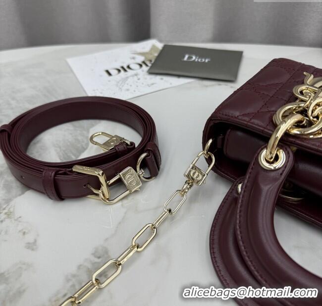 Traditional Specials Dior Mini Lady D-Joy Bag in Cannage Lambskin M0636 Burgundy 2025