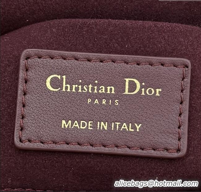 Traditional Specials Dior Mini Lady D-Joy Bag in Cannage Lambskin M0636 Burgundy 2025