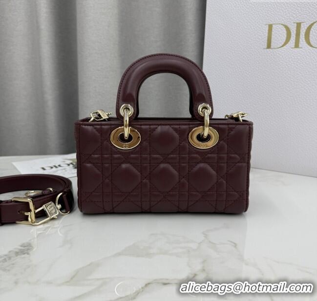 Traditional Specials Dior Mini Lady D-Joy Bag in Cannage Lambskin M0636 Burgundy 2025