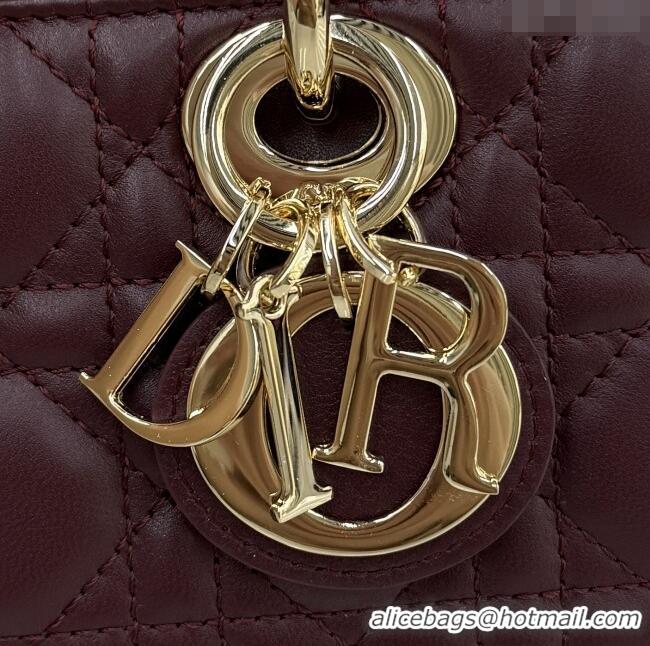Traditional Specials Dior Mini Lady D-Joy Bag in Cannage Lambskin M0636 Burgundy 2025