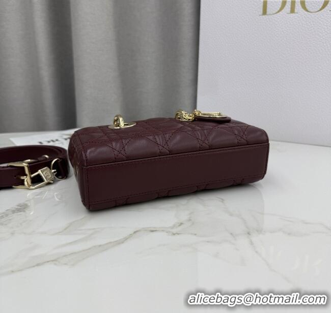 Traditional Specials Dior Mini Lady D-Joy Bag in Cannage Lambskin M0636 Burgundy 2025
