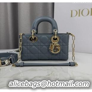 Famous Brand Dior Mini Lady D-Joy Bag in Cannage Lambskin M0636 Dusty Blue 2025
