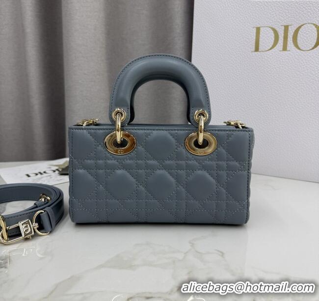 Famous Brand Dior Mini Lady D-Joy Bag in Cannage Lambskin M0636 Dusty Blue 2025