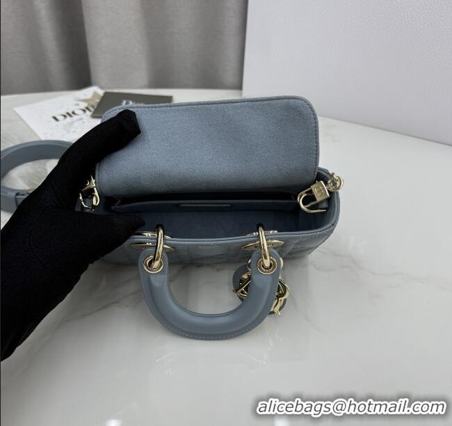 Famous Brand Dior Mini Lady D-Joy Bag in Cannage Lambskin M0636 Dusty Blue 2025