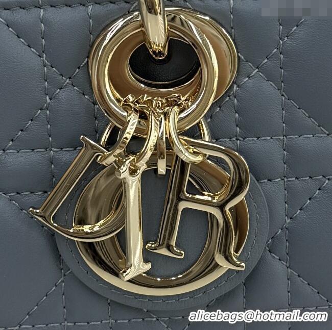 Famous Brand Dior Mini Lady D-Joy Bag in Cannage Lambskin M0636 Dusty Blue 2025